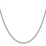 925 White Gold 1.75 mm Curb Chain Necklace, Polished