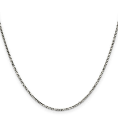 925 White Gold 1.75 mm Curb Chain Necklace, Polished
