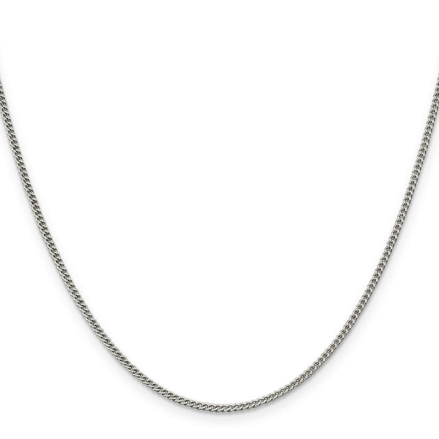 925 White Gold 1.75 mm Curb Chain Necklace, Polished