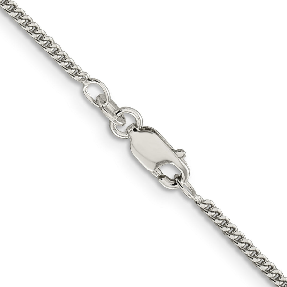 925 White Gold 1.75 mm Curb Chain Necklace, Polished alternate angle