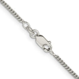 925 White Gold 1.75 mm Curb Chain Necklace, Polished alternate angle
