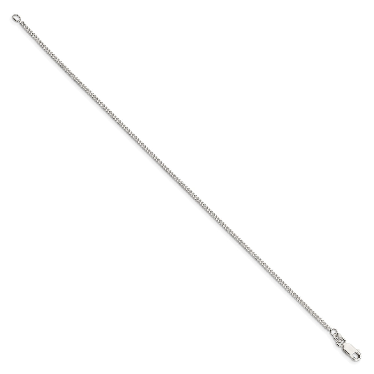 925 White Gold 1.75 mm Curb Chain Bracelet, Polished