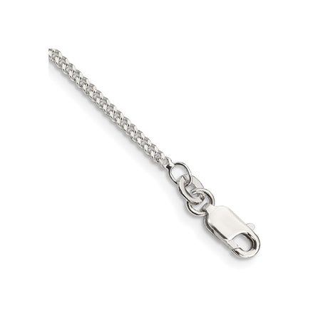 925 White Gold 1.75 mm Curb Chain Anklet, Polished shown for scale
