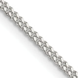 925 White Gold 1.75 mm Curb Chain Necklace, Polished detail view