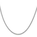 925 White Gold 2 mm Curb Chain Necklace, Polished