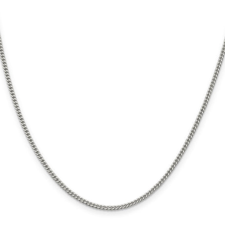 925 White Gold 2 mm Curb Chain Necklace, Polished