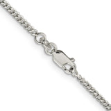 925 White Gold 2 mm Curb Chain Necklace, Polished alternate angle