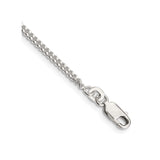 925 White Gold 2 mm Curb Chain Anklet, Polished shown for scale