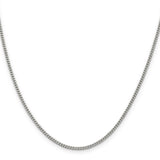925 White Gold 2 mm Curb Chain Necklace, Polished