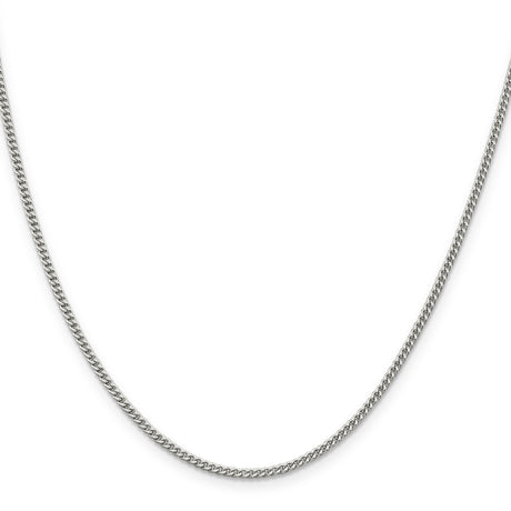 925 White Gold 2 mm Curb Chain Necklace, Polished