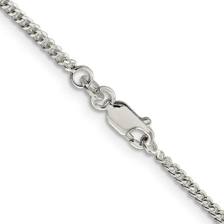 925 White Gold 2 mm Curb Chain Necklace, Polished alternate angle