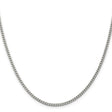 925 White Gold 3 mm Curb Chain Necklace, Polished