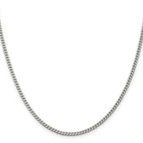 925 White Gold 3 mm Curb Chain Necklace, Polished