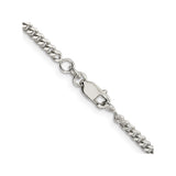 925 White Gold 3 mm Curb Chain Anklet, Polished
