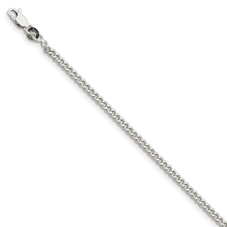 925 White Gold 3 mm Curb Chain Anklet, Polished alternate angle