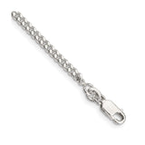925 White Gold 3 mm Curb Chain Anklet, Polished shown for scale