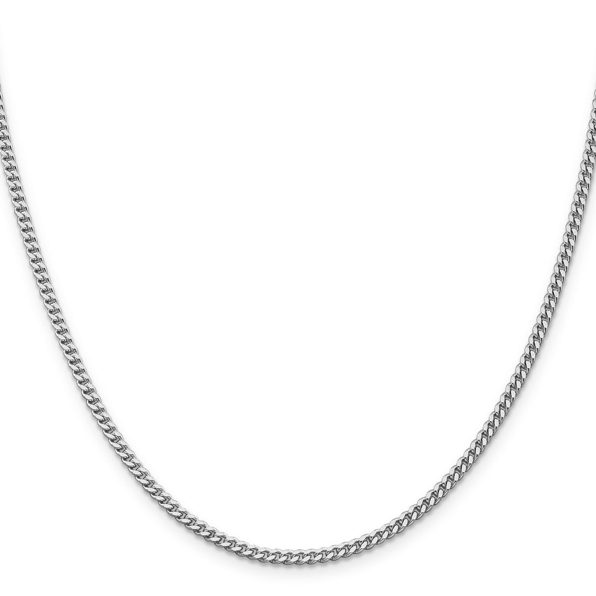 925 White Gold 3 mm Curb Chain Necklace, Polished