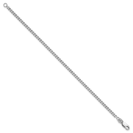 925 White Gold 3 mm Curb Chain Bracelet, Polished