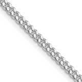 925 White Gold 3 mm Curb Chain Necklace, Polished detail view