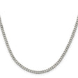 925 White Gold 3.5 mm Curb Chain Necklace, Polished