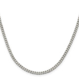 925 White Gold 3.5 mm Curb Chain Necklace, Polished