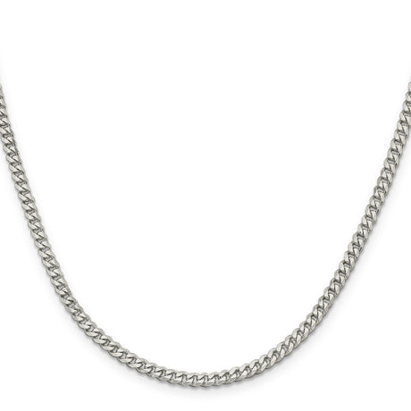 925 White Gold 3.5 mm Curb Chain Necklace, Polished