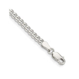 925 White Gold 3.5 mm Curb Chain Bracelet, Polished shown for scale
