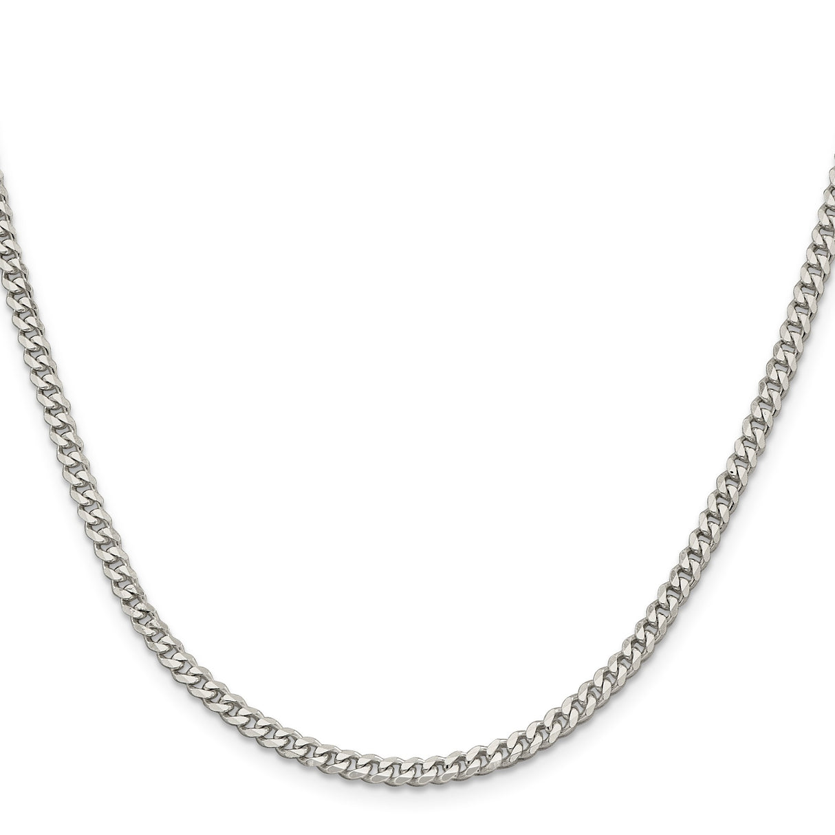 925 White Gold 3.5 mm Curb Chain Necklace, Polished