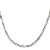 925 White Gold 3.5 mm Curb Chain Necklace, Polished