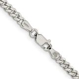 925 White Gold 3.5 mm Curb Chain Necklace, Polished alternate angle
