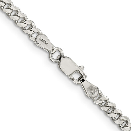 925 White Gold 3.5 mm Curb Chain Necklace, Polished alternate angle