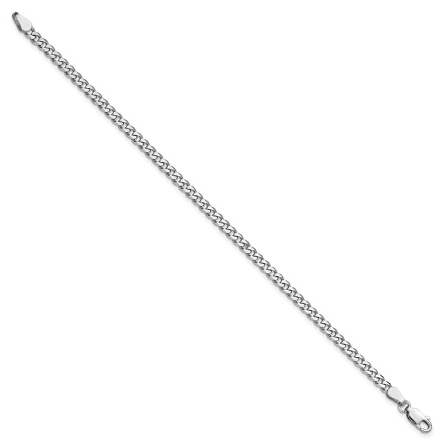925 White Gold 3.5 mm Curb Chain Bracelet, Polished