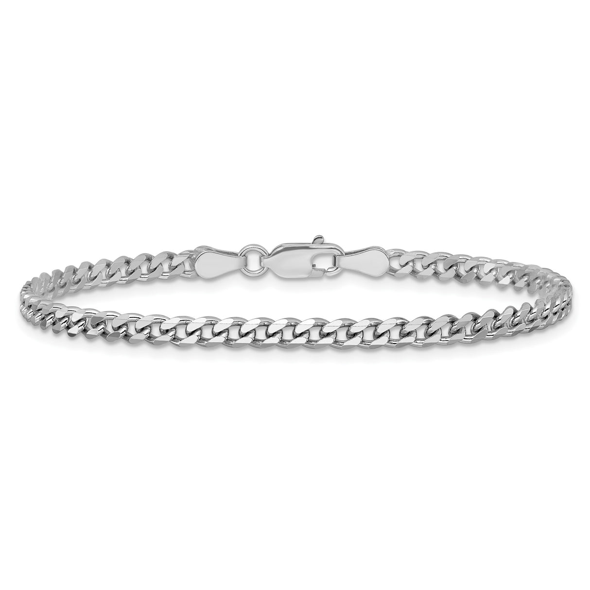 925 White Gold 3.5 mm Curb Chain Bracelet, Polished alternate angle