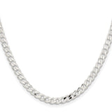 925 White Gold 4.5 mm Curb Chain Necklace, Polished