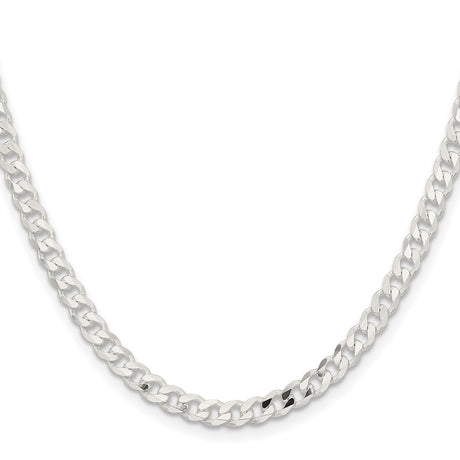 925 White Gold 4.5 mm Curb Chain Necklace, Polished