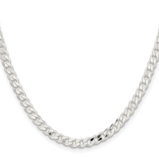 925 White Gold 4.5 mm Curb Chain Necklace, Polished