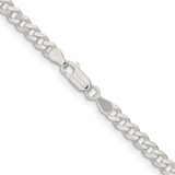 925 White Gold 4.5 mm Curb Chain Necklace, Polished alternate angle