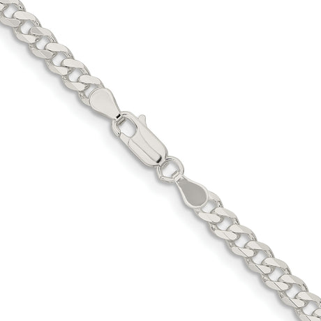925 White Gold 4.5 mm Curb Chain Necklace, Polished alternate angle