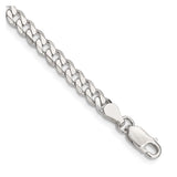925 White Gold 4.5 mm Curb Chain Anklet, Polished shown for scale