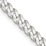 925 White Gold 4.5 mm Curb Chain Necklace, Polished detail view