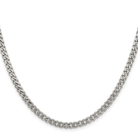 925 White Gold 4.5 mm Curb Chain Necklace, Polished