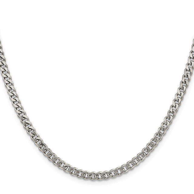 925 White Gold 4.5 mm Curb Chain Necklace, Polished