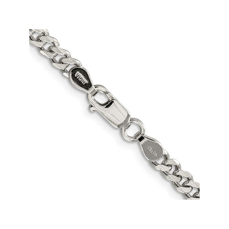 925 White Gold 4.5 mm Curb Chain Necklace, Polished alternate angle