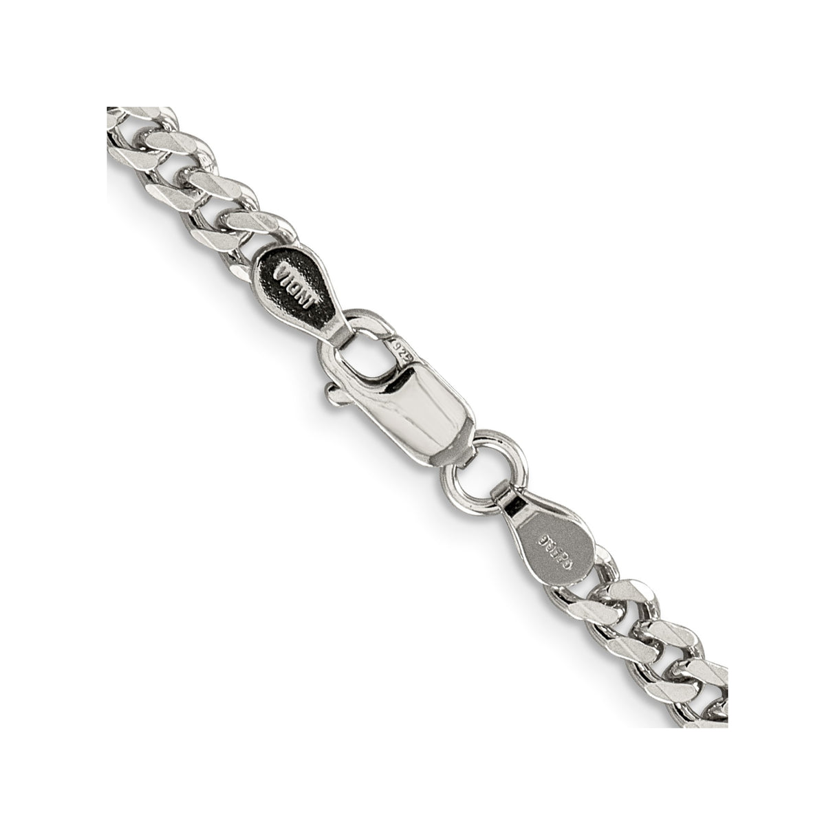 925 White Gold 4.5 mm Curb Chain Necklace, Polished alternate angle