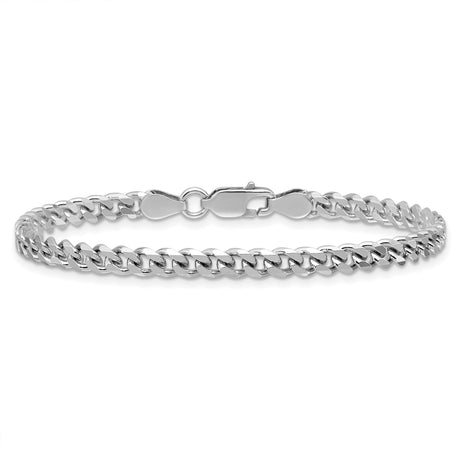 925 White Gold 4.5 mm Curb Chain Anklet, Polished alternate angle