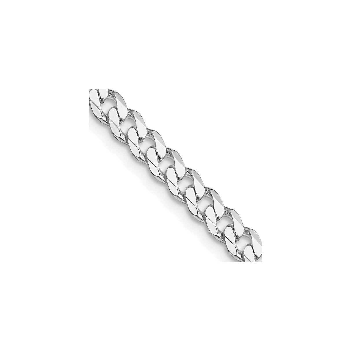 925 White Gold 4.5 mm Curb Chain Necklace, Polished detail view