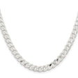 925 White Gold 5.7 mm Curb Chain Necklace, Polished