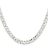 925 White Gold 5.7 mm Curb Chain Necklace, Polished