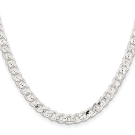 925 White Gold 5.7 mm Curb Chain Necklace, Polished