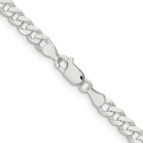 925 White Gold 5.7 mm Curb Chain Necklace, Polished alternate angle